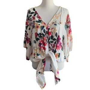 Lovestitch floral tie-front top size Small